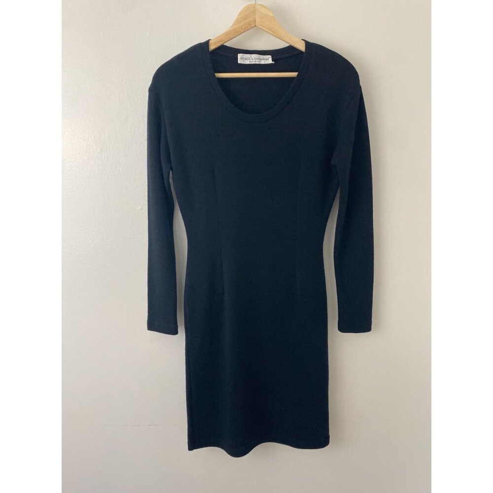 Vintage Dolce & Gabbana {size 44} Wool Long Sleeve Dress Black